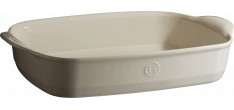 Plat à four Rectangulaire Large 42x28 cm Argile Blanc Cassé
