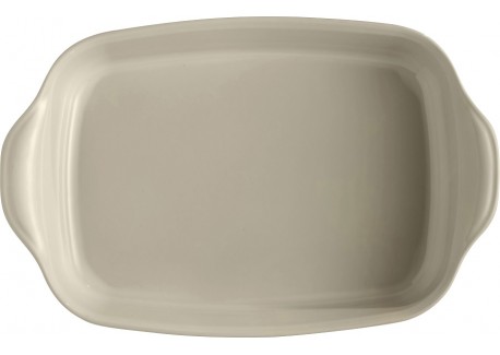 Plat à four Rectangulaire Large 42x28 cm Argile Blanc Cassé