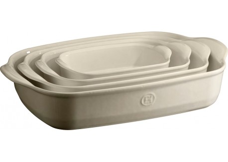 Plat à four Rectangulaire Large 42x28 cm Argile Gebroken Wit