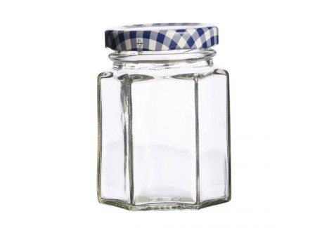 Bocal Hexagonal en Verre avec Couvercle 110 ml