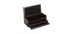 Goa Set Couverts 75 pcs Brossé Manche Noir + Coffret en Bois