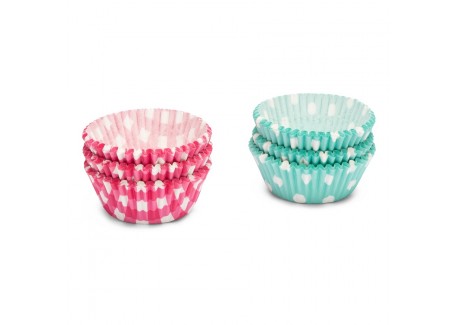 Caissettes Mini-Cupcakes Papier Pois/Carrés 200 pcs 3 cm