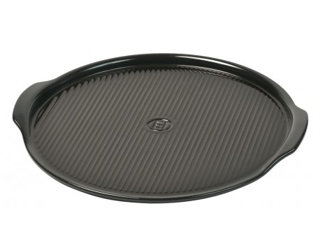 Ronde pizzasteen 37 cm Vuurvast Keramiek Zwart Fusain