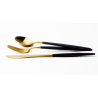Voir la slide Goa Set Couverts 24 pcs Or Brossé Manche Noir + Coffret en Bois