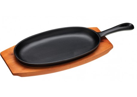 Plancha en Fonte avec Base en Bois 24 cm 