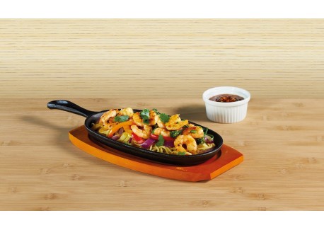 Gietijzeren Plancha met Houten Basis 24 cm