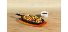 Plancha en Fonte avec Base en Bois 24 cm 