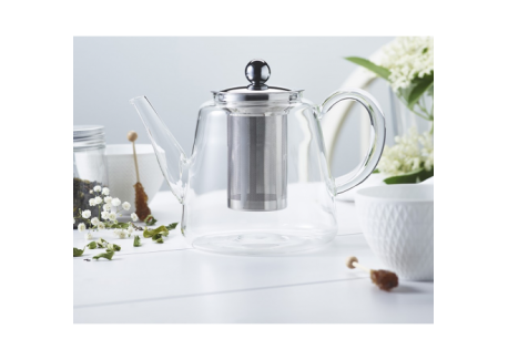 Jasmin Glazen Theepot met RVS Filter 0,8 L