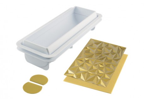 Stijve mal + 3D-siliconenblad Diamond Log