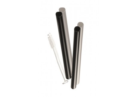 Pailles Réutilisables en Verre Noir 4 pcs + Goupillon