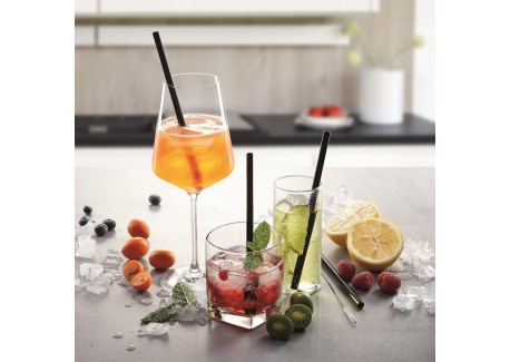 Pailles Réutilisables en Verre Noir 4 pcs + Goupillon