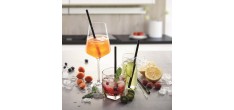 Pailles Réutilisables en Verre Noir 4 pcs + Goupillon