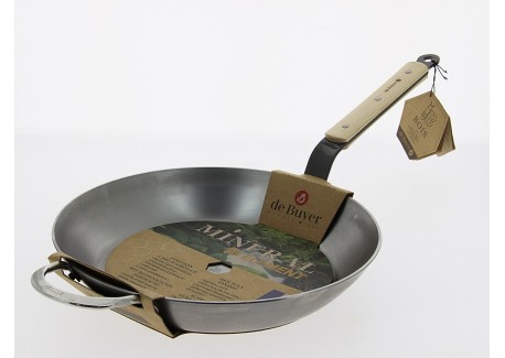Houten Mineral B Stalen Koekenpan 32 cm met 2 Handles