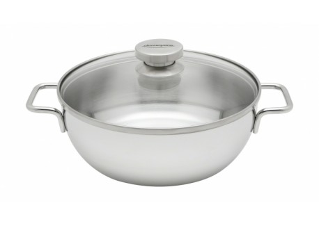 Apollo 7 Conische Sauspan RVS met Glazen Deksel 24 cm