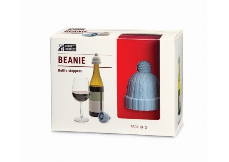 Beanie Wijnstopper Blauw en Grijs 2 dlg