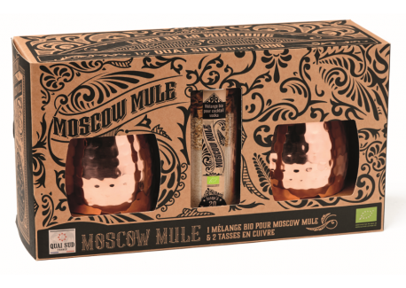"Moscow Mule" Pack Cocktailmix Bio + 2 Mugs