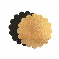 Kartonnen Rond Plateau voor Taart, cake, gebak 24 cm Goud en Zwart 5 s