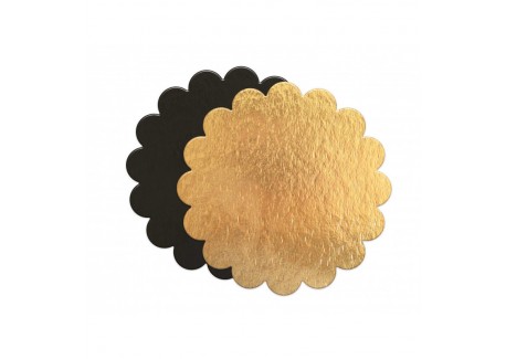 Plateau Carton pour Gâteau, Cake,Tarte Rond 24 cm Doré et Noir 5 pcs