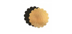 Kartonnen Rond Plateau voor Taart, cake, gebak 24 cm Goud en Zwart 5 s