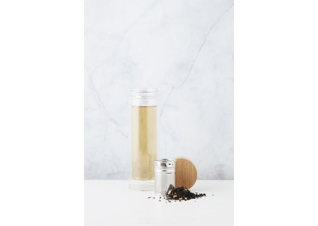 Dubbelwandige Glas Theefles met RVS Infuser 420 ml