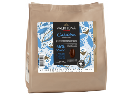 Caribische Pure Chocolade 66% Zakbonen 1 kg
