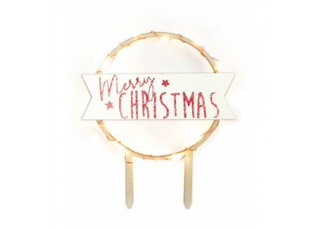 Houten Kerst Cake Topper "Merry Christmas"