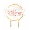 Zie dia Houten Kerst Cake Topper "Merry Christmas"