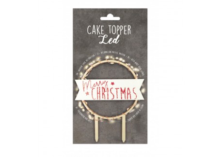 Houten Kerst Cake Topper "Merry Christmas"