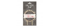 Houten Kerst Cake Topper "Merry Christmas"
