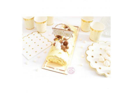 Houten Kerst Cake Topper "Merry Christmas"