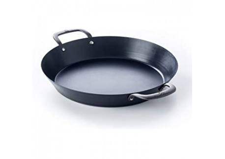 Black Steel Paellapan van Koolstofstaal met Handgrepen 38 cm
