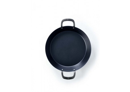 Black Steel Paellapan van Koolstofstaal met Handgrepen 38 cm