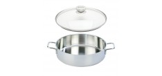 Apollo 7 Casserole Basse Inox avec Couvercle en Verre 28 cm 