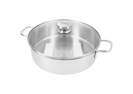 Apollo 7 Casserole Basse Inox avec Couvercle en Verre 28 cm 