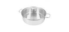 Apollo 7 Casserole Basse Inox avec Couvercle en Verre 28 cm 