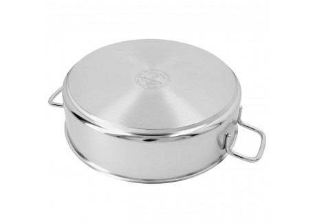 Apollo 7 Casserole Basse Inox avec Couvercle en Verre 28 cm 