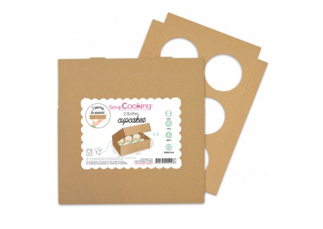 Set van 2 Kartonnen Dozen voor 6 Cupcakes 17x25x4,8 cm