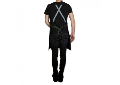Suspender Aprons Tablier à Bretelles Cuir Noir