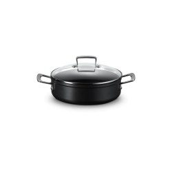Les Forgées Sauteuse Rondeau à Bord Droit 24 cm Anti-Adhésive + Couver