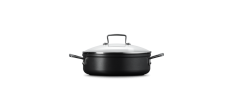Les Forgées Sauteuse Rondeau à Bord Droit 24 cm Anti-Adhésive + Couver