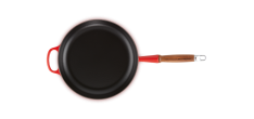 Poêle Signature Fonte Emaillée Manche en Bois 28 cm Rouge Cerise