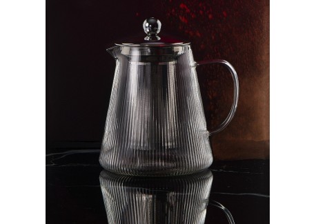 Darjeeling Glazen Theepot Met RVS Filter 1,2 L