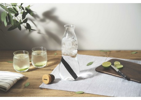 Eau Carafe Glazen Karaf 1,1 L + Koolstoffilter Binchotan
