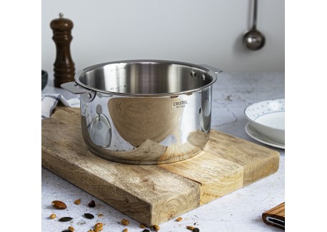 Casteline 5 Set Casseroles Inox Brillant 3 pcs + Manche Amovible Bois