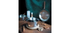 Casteline 5 3-delige Glanzende RVS Steelpannenset + Hfneembaar Houten