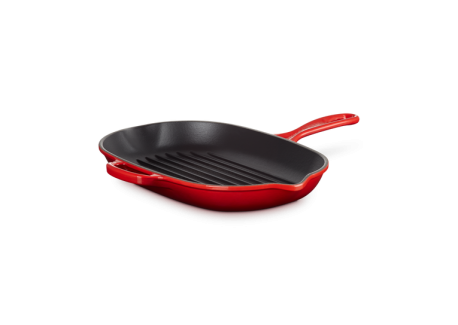 Koekenpangrill Ovaal Gietijzeren 32 cm Kersenrood