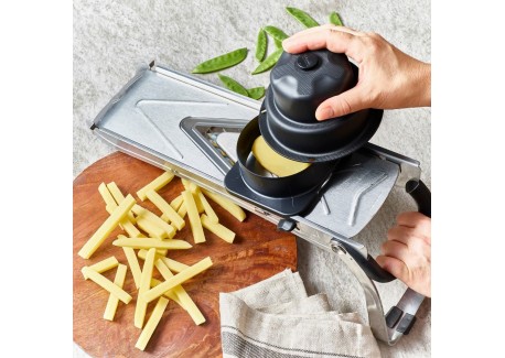 Vantage Standard Mandoline de Cuisine Inox Lame V, Julienne 4, 7 et 10