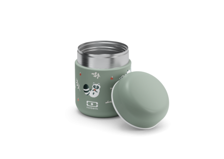 Boîte Bento LunchBox Isotherme Kids Raccoon Green 280 ml