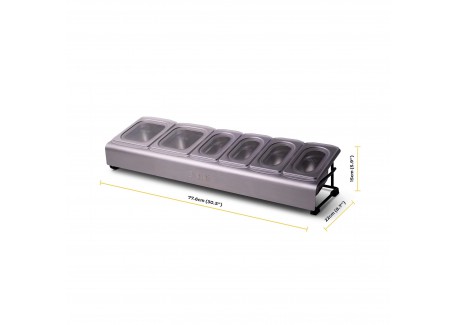 Saladette Bac à Garnitures et Ingrédients Inox 13 pcs