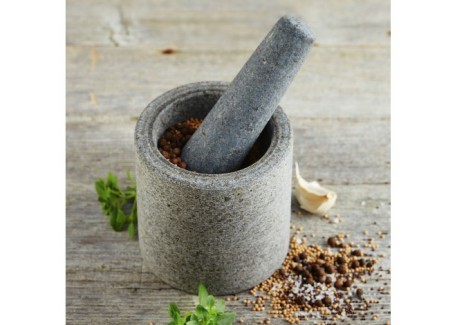 Mortier et Pilon Granit Double Face Demi Poli
